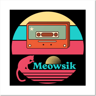 Retro Meowsik-Cat and Music lovers- Posters and Art